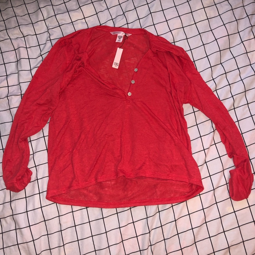 red long sleeve sleep shirt